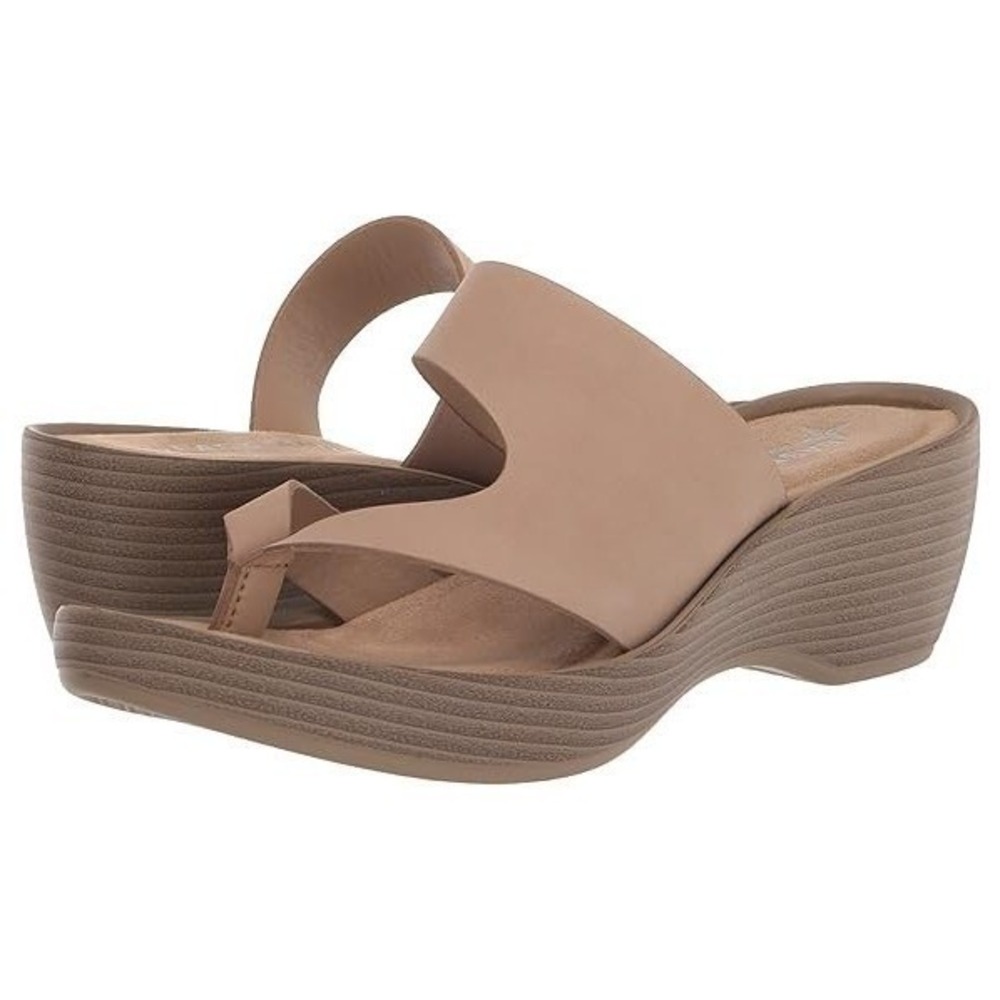 Eastland Laurel Women's Size 9W Leather Wedge Thong Sandals Light Gray 3859-64W